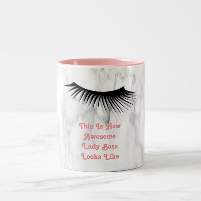 Cute Eyelash Lady Boss Coffee Mug Soft Pink (Center)