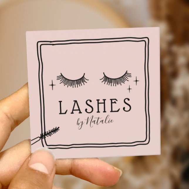 Cute Eyelash Makeup Artist Blush Pink Beauty Salon Square Business Card (Creator Uploaded)