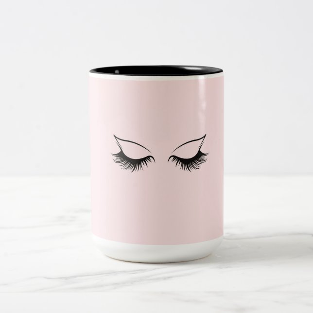 Cute Eyelashes are a Girl's Charm Two-Tone Coffee Mug (Center)