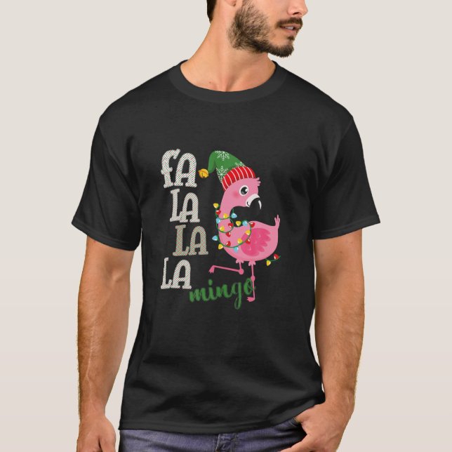 Cute Fa La La La Mingo Flamingo For Christmas Xmas T-Shirt (Front)