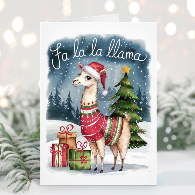 Cute Fa La La Llama Christmas Card (Creator Uploaded)