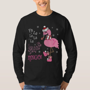 Cute Fa La La MINGO Candy Cane Christmas Flamingo T-Shirt