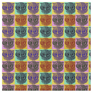 cute fabric with colourful owls pattern
