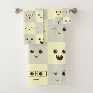Cute face bath towel set