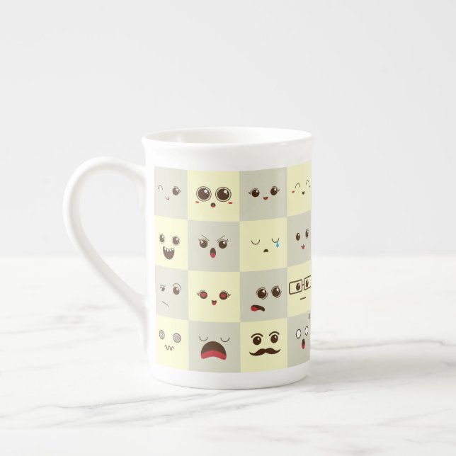 Cute face bone china mug (Left)