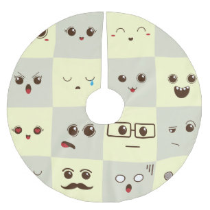 Cute face brushed polyester tree skirt