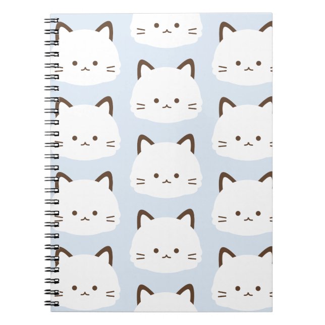 Cute face cat with pastel blue background notebook (Front)