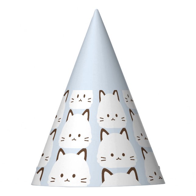 Cute face cat with pastel blue background party hat (Front)