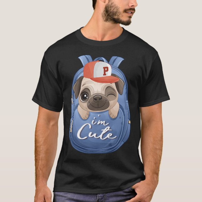 Cute Face Pug Dog T-Shirt (Front)