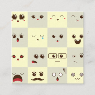 Cute face square business card