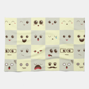 Cute face tea towel