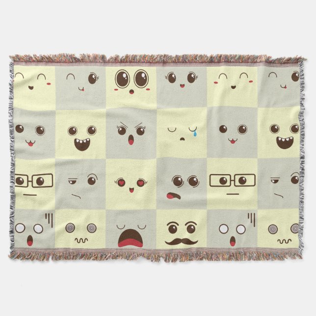 Cute face throw blanket (Front)