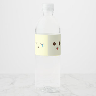 Cute face water bottle label