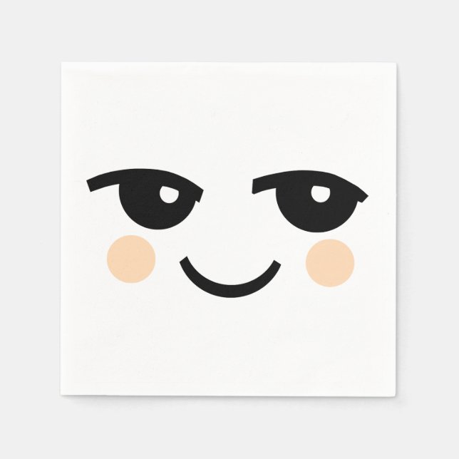 CUTE FACE WHITE PAPER NAPKINS (Front)
