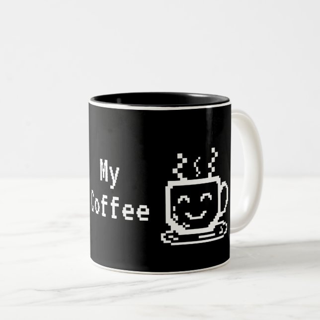 Cute face white Two-Tone coffee mug (Front Right)