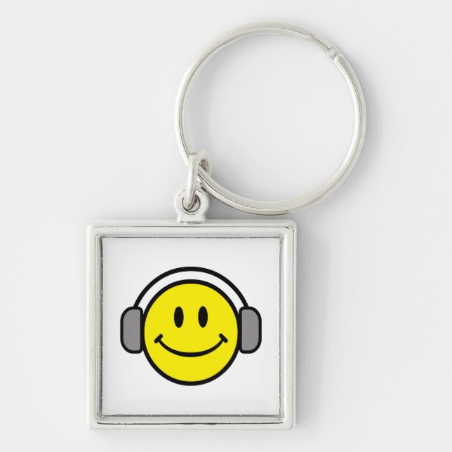 cute face with headphones key ring (Front)