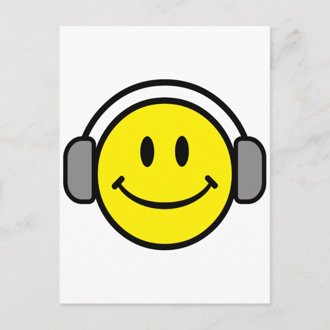 cute face with headphones postcard (Front)