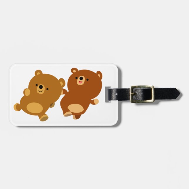 Cute Facetious Cartoon Bears Luggage Tag (Front Horizontal)