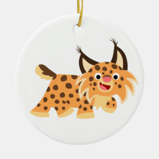 Cute Facetious Cartoon Bobcat Ornament