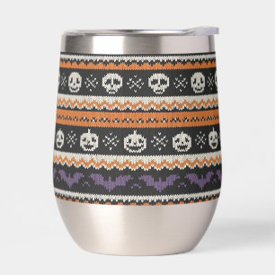 Cute, fair isle/colorwork Halloween skull & bats