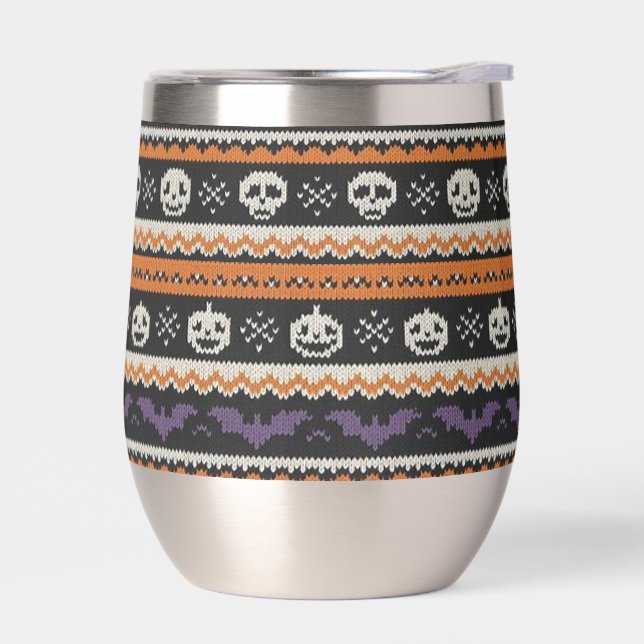 Cute, fair isle/colorwork Halloween skull & bats  (Left)