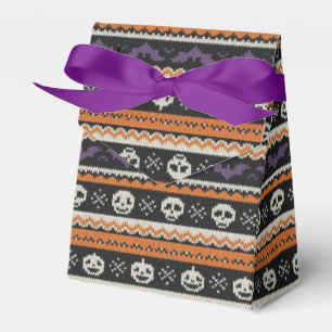 Cute, fair isle/colorwork Halloween skull & bats Favour Box
