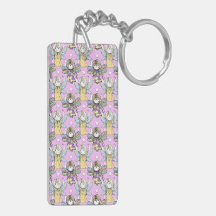 Cute Fairies and Stars and Moons Pattern Key Ring