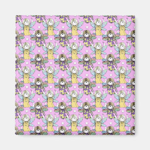 Cute Fairies and Stars and Moons Pattern Magnet
