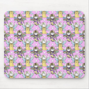 Cute Fairies and Stars and Moons Pattern Mouse Pad