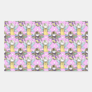 Cute Fairies and Stars and Moons Pattern Rectangular Sticker