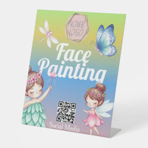 Cute Fairies Facepainter Artist Banner Pedestal Sign