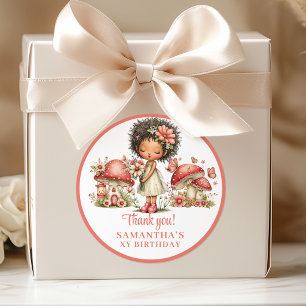 Cute Fairy 1st Birthday Pink Floral Favour Box  Classic Round Sticker