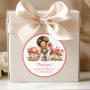 Cute Fairy 2nd Birthday Pastel Pink Thank You  Classic Round Sticker