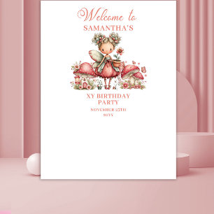 Cute Fairy 5th Birthday Blush Floral Banner Tapestry