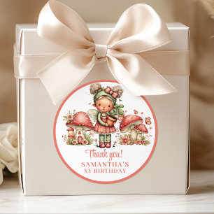 Cute Fairy 5th Birthday Blush Floral Favour Box   Classic Round Sticker