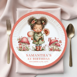 Cute Fairy 7th Birthday Pastel Floral Plates