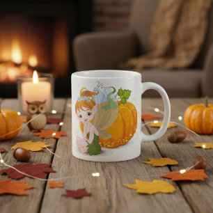 Cute Fairy And A Pumpkin Coffee Mug
