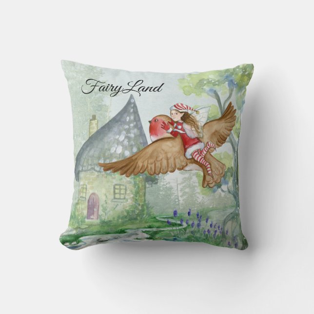 Cute Fairy And Bird Cushion (Front)