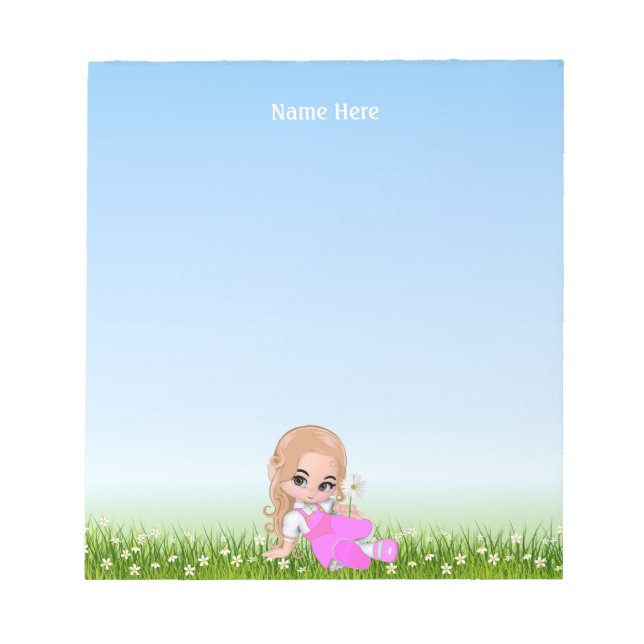 Cute Fairy and Flowers Notepad (Front)
