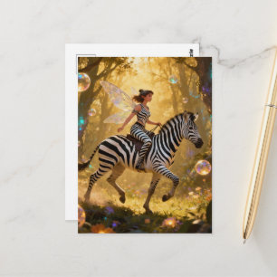 Cute Fairy and her Zebra Postcard