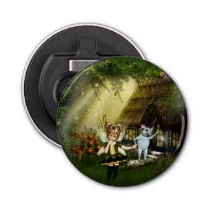 Cute Fairy And White Mouse Bottle Opener