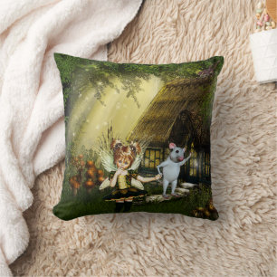 Cute Fairy And White Mouse Cushion