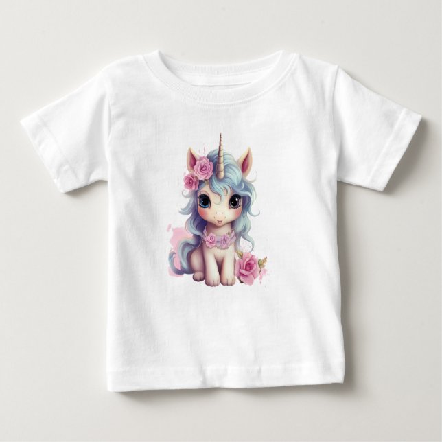Cute Fairy Baby Unicorn Sparkling Fantasy T-Shirt (Front)