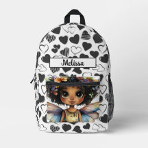 Cute Fairy Black Girl Hearts Customizable Name