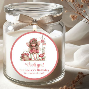Cute Fairy Blush Flowers Girl Birthday Party Classic Round Sticker