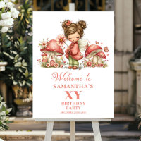 Cute Fairy Blush Pink Floral Birthday Welcome Sign