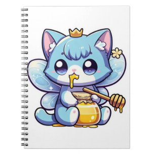 Cute fairy cat eating raw honey notebook