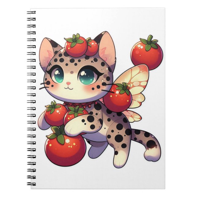 Cute fairy cat with tomatoes  notebook (Front)