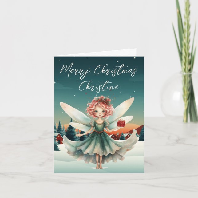 Cute Fairy Christmas Card (Front)