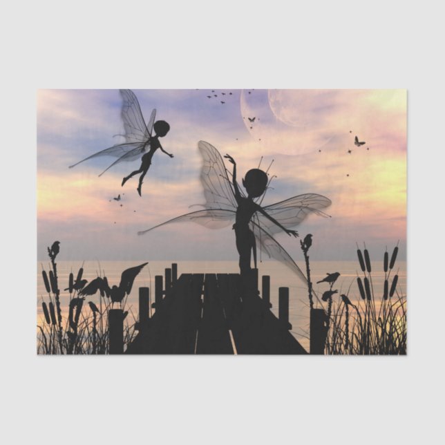 Cute fairy dancing on a jetty tissue paper (Front)